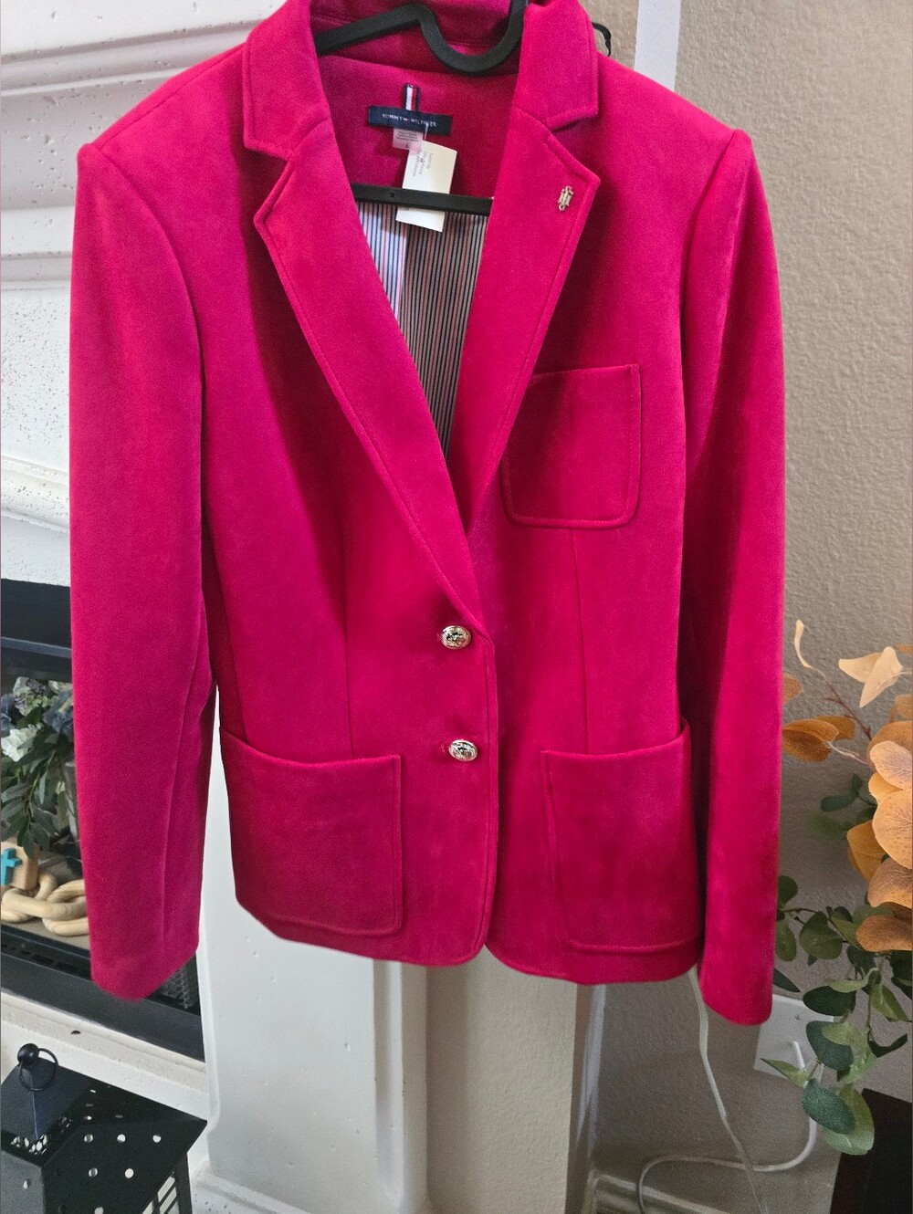 Tommy Hilfiger Bright Fuchsia Velvet Blazer